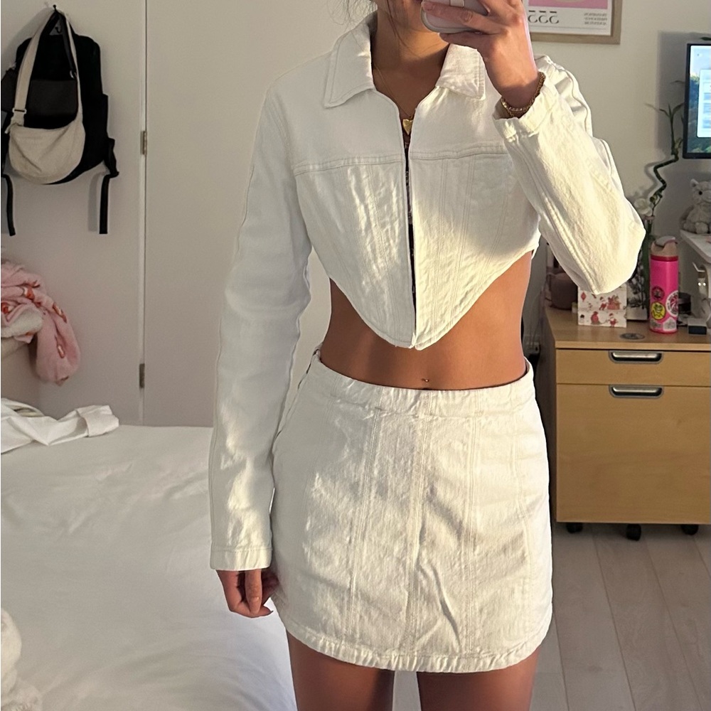 White denim corset jacket Zara
